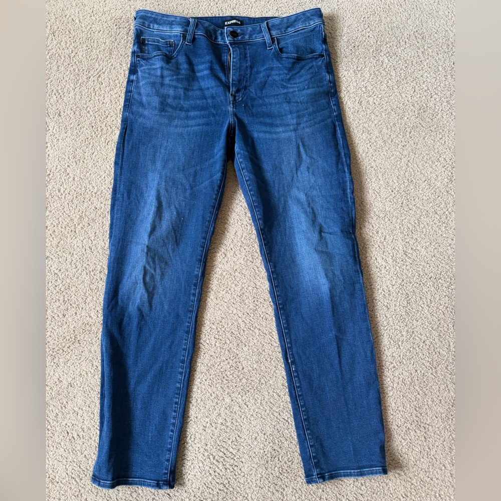 Express Dark Wash Slim Straight Leg Denim Jeans - 34x32
